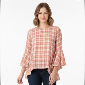 Lauren Conrad size XLarge Fall plaid boho top